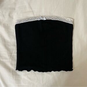 Black Tube Top with White Lace Trim